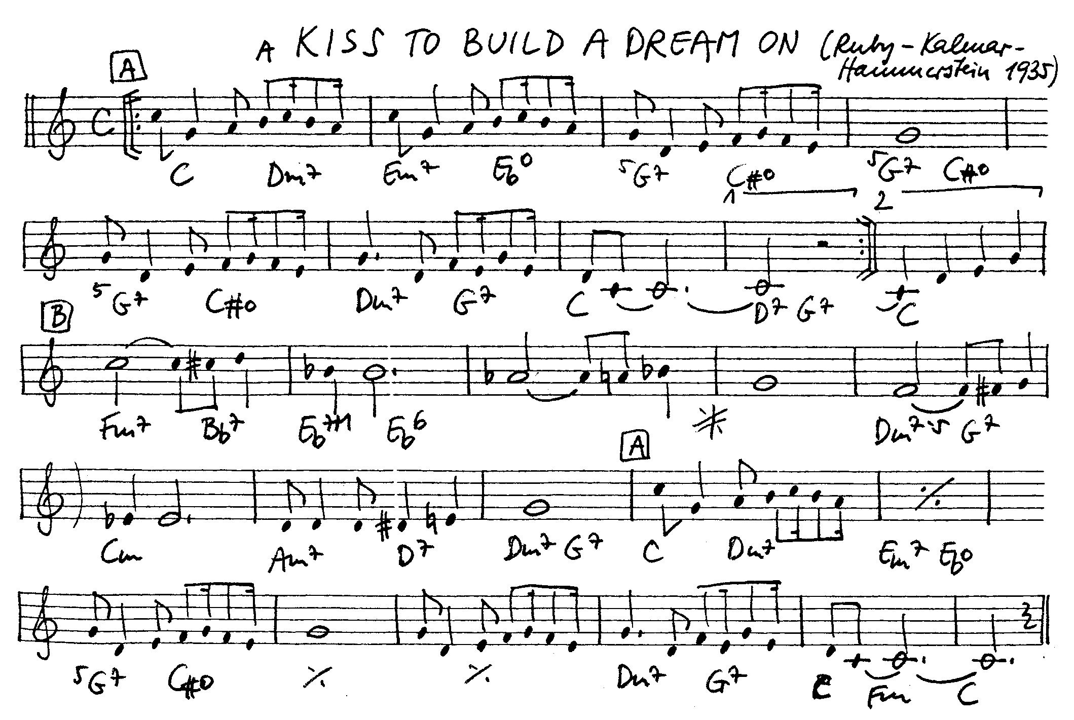 a kiss to build a dream on leadsheet – book us for your next 20s or gatsby event